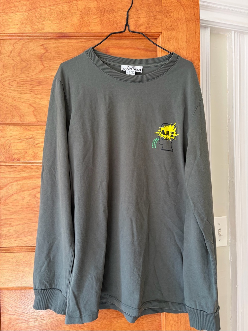 A.P.C. x Brain Dead Graphic Long Sleeve T-Shirt – Charcoal – Size L